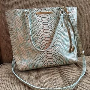 Brahmin Teal Cream Shoulder Bag